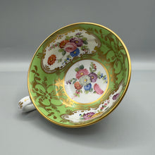 Load image into Gallery viewer, Rockingham Porcelain Green Floral Cup Saucer and Tea Plate Trio - C.1830