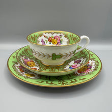 Load image into Gallery viewer, Rockingham Porcelain Green Floral Cup Saucer and Tea Plate Trio - C.1830