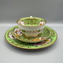 Load image into Gallery viewer, Rockingham Porcelain Green Floral Cup Saucer and Tea Plate Trio - C.1830