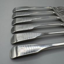 Load image into Gallery viewer, Six Georgian Fiddleback Silver Dinner Forks - Exeter 1806