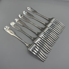 Load image into Gallery viewer, Six Georgian Fiddleback Silver Dinner Forks - Exeter 1806