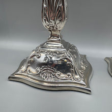 Load image into Gallery viewer, Pair of Art Nouveau Sterling Silver Candlesticks - J&J Maxfield - 20cm