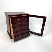 Load image into Gallery viewer, Stained Pine Collectors Cabinet with Glazed Door - C.1920