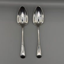 Load image into Gallery viewer, Pair of George III Silver Bright Cut Serving Spoons - Exeter 1804 - Richard Ferris