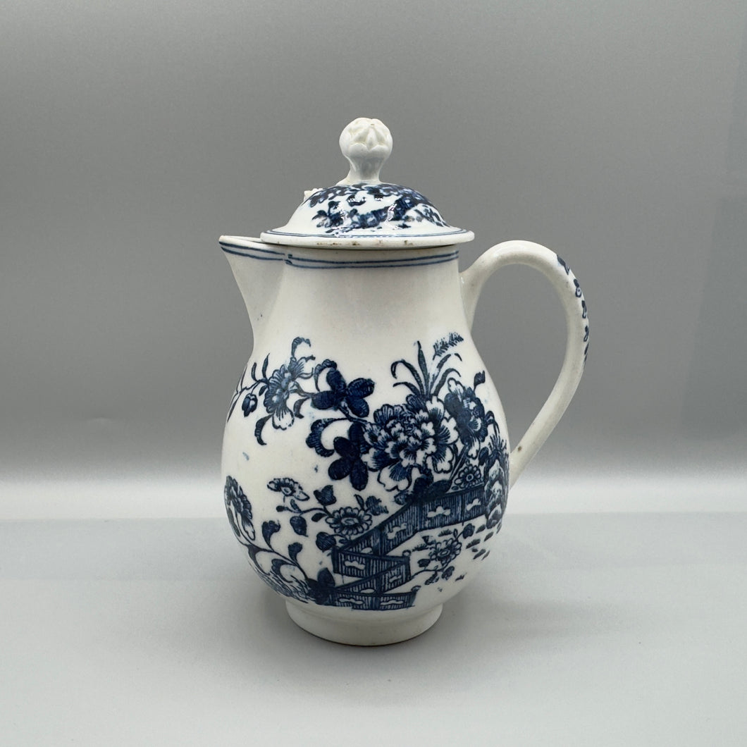 Lowestoft Porcelain Sparrow Beak Jug and Cover - Fence Pattern - C.1770/75