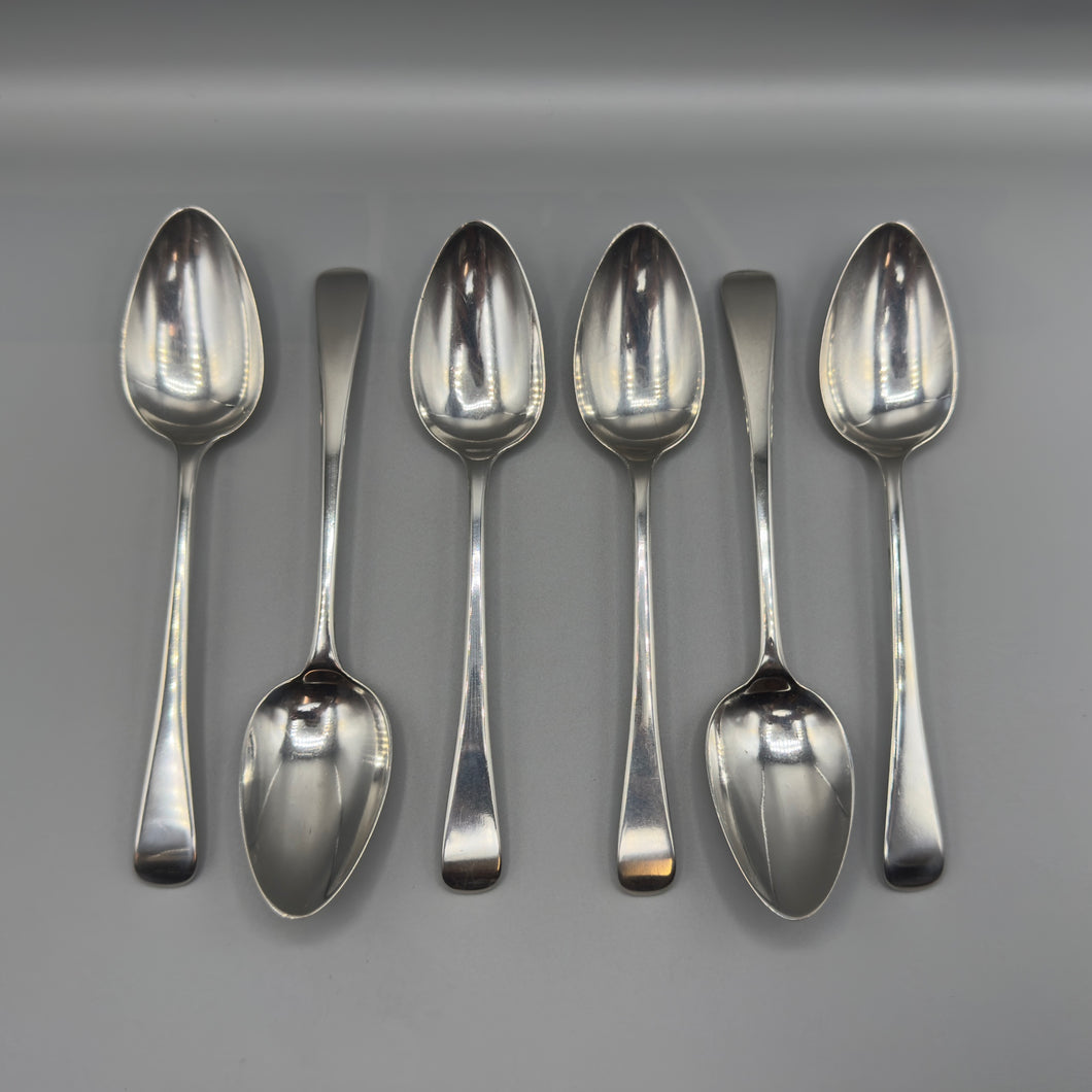 Antique George III Old English Silver Dessert Spoons - London 1814