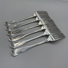 Load image into Gallery viewer, Six Georgian Fiddleback Silver Dinner Forks - Exeter 1806
