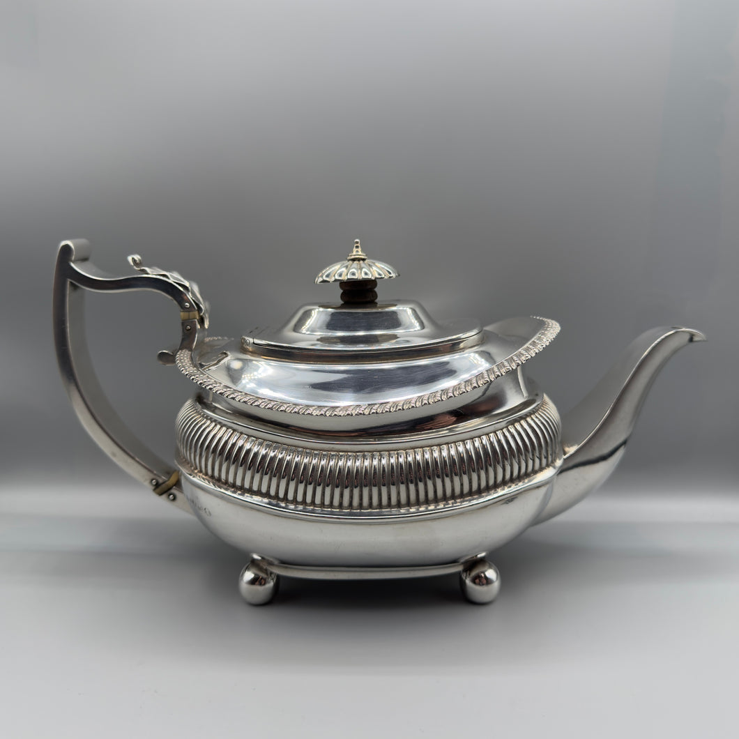 Antique George III Large Silver Teapot by Crispin Fuller - London 1819