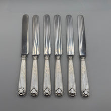 Load image into Gallery viewer, Six Silver Reed and Shell Design Dinner Knives - C.W. Fletcher Sheffield 1939
