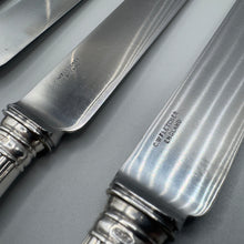 Load image into Gallery viewer, Six Silver Reed and Shell Design Dinner Knives - C.W. Fletcher Sheffield 1939
