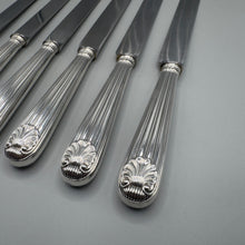 Load image into Gallery viewer, Six Silver Reed and Shell Design Dinner Knives - C.W. Fletcher Sheffield 1939
