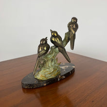 Load image into Gallery viewer, Art Deco Cold Painted Bronze Birds on Branch

