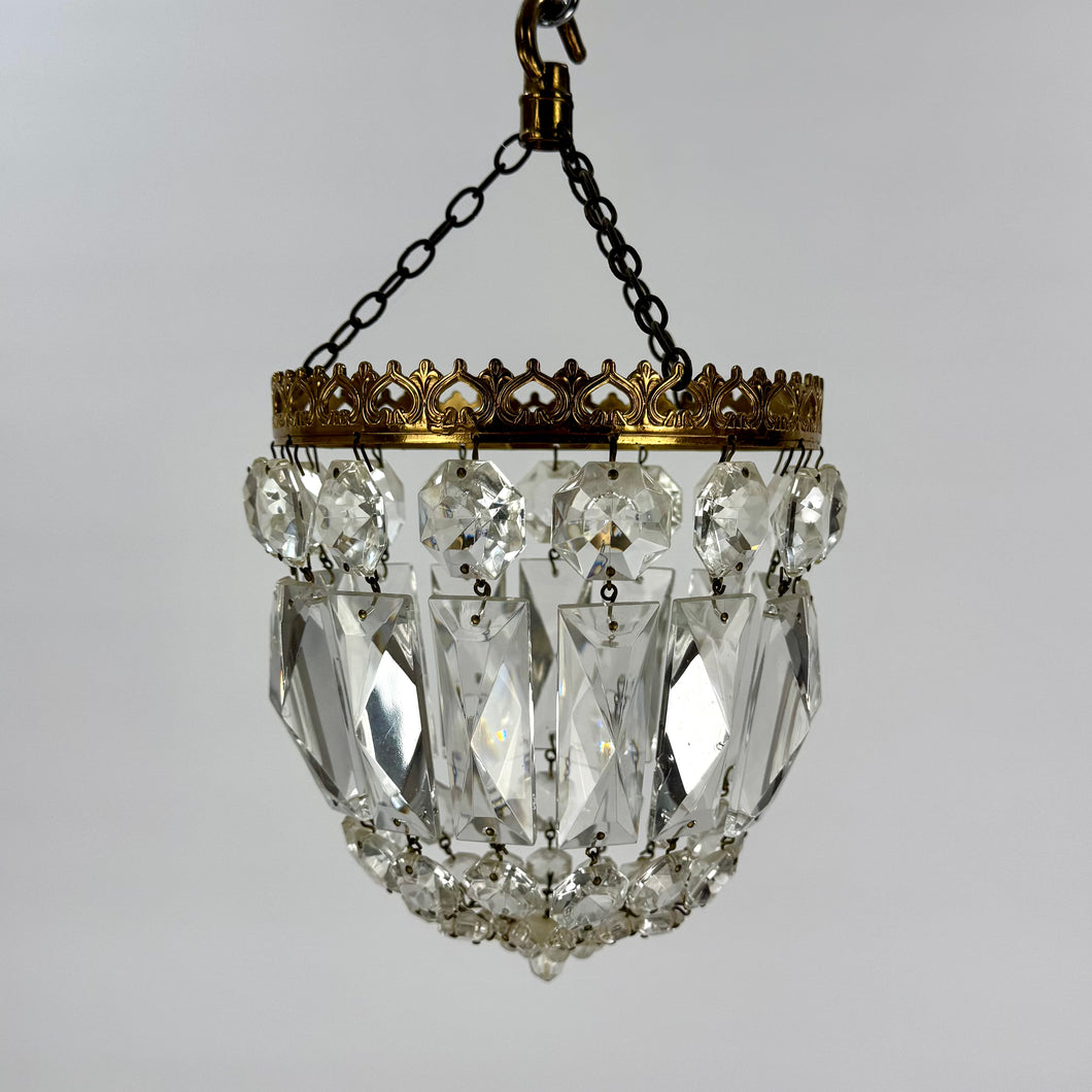 Early 20th Century Small Cut Bag Lustre Chandelier