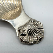 Load image into Gallery viewer, Shell Pattern Silver Caddy Spoon by Albert Edward Jones - Birmingham 1969

