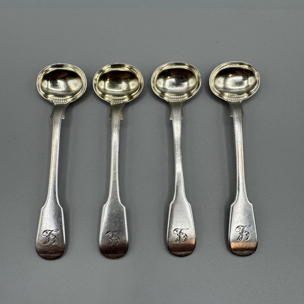 Set of Four Antique Silver Salt Spoons - Edinburgh 1840 - by Andrew Wilkie
