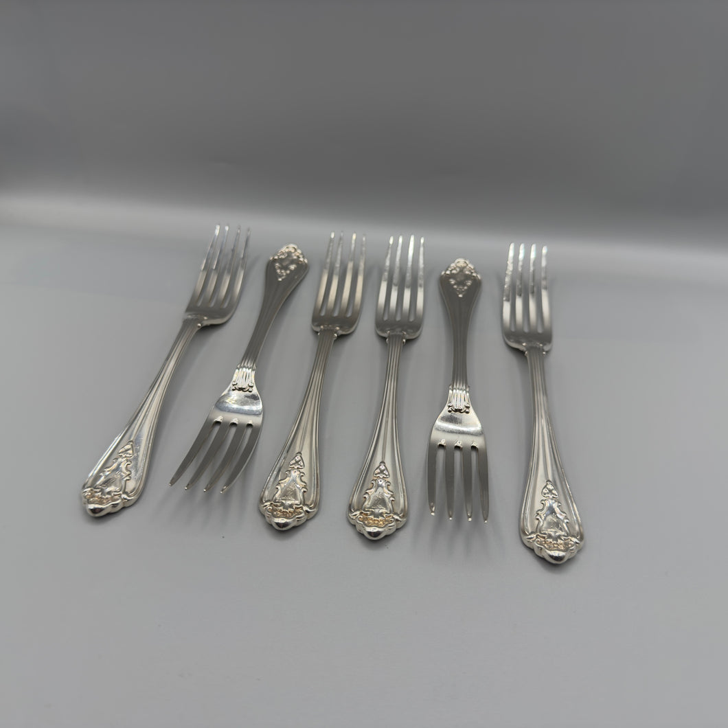 Six Silver Marlborough Pattern Dessert Forks - London 1850 - Lias Brothers